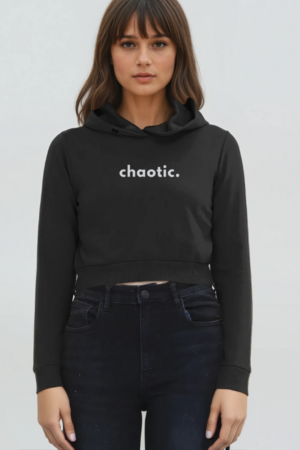 Text-Motif Cropped Hoodie